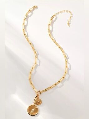 NWT Anthropologie Coin Pendant Chain Necklace Gold